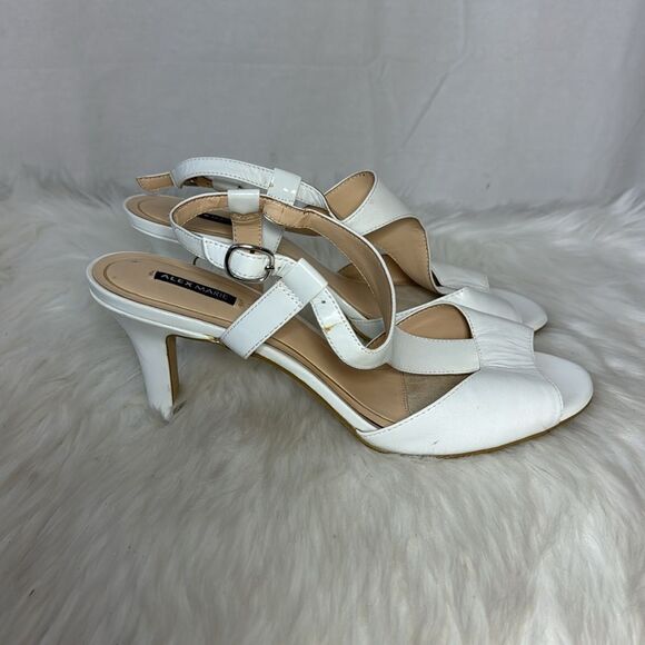 Alex Marie Samara White Leather T-Strap Heels Sz 10 - Picture 4 of 6